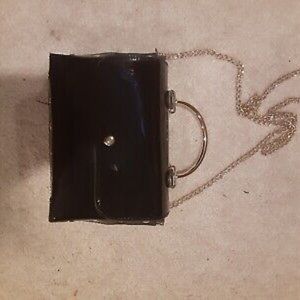 Black Faux Leather Patent Purse Small